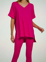 2 Pc Microfiber Legging Set (Hot Pink)