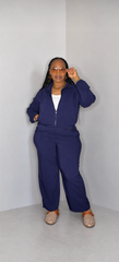 Relaxed Bomber Jacket Set (Navy)