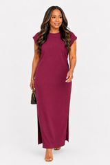 Casual Midi Dress-Cabernet