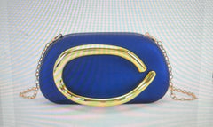 Metal Handle Clutch (Blue)