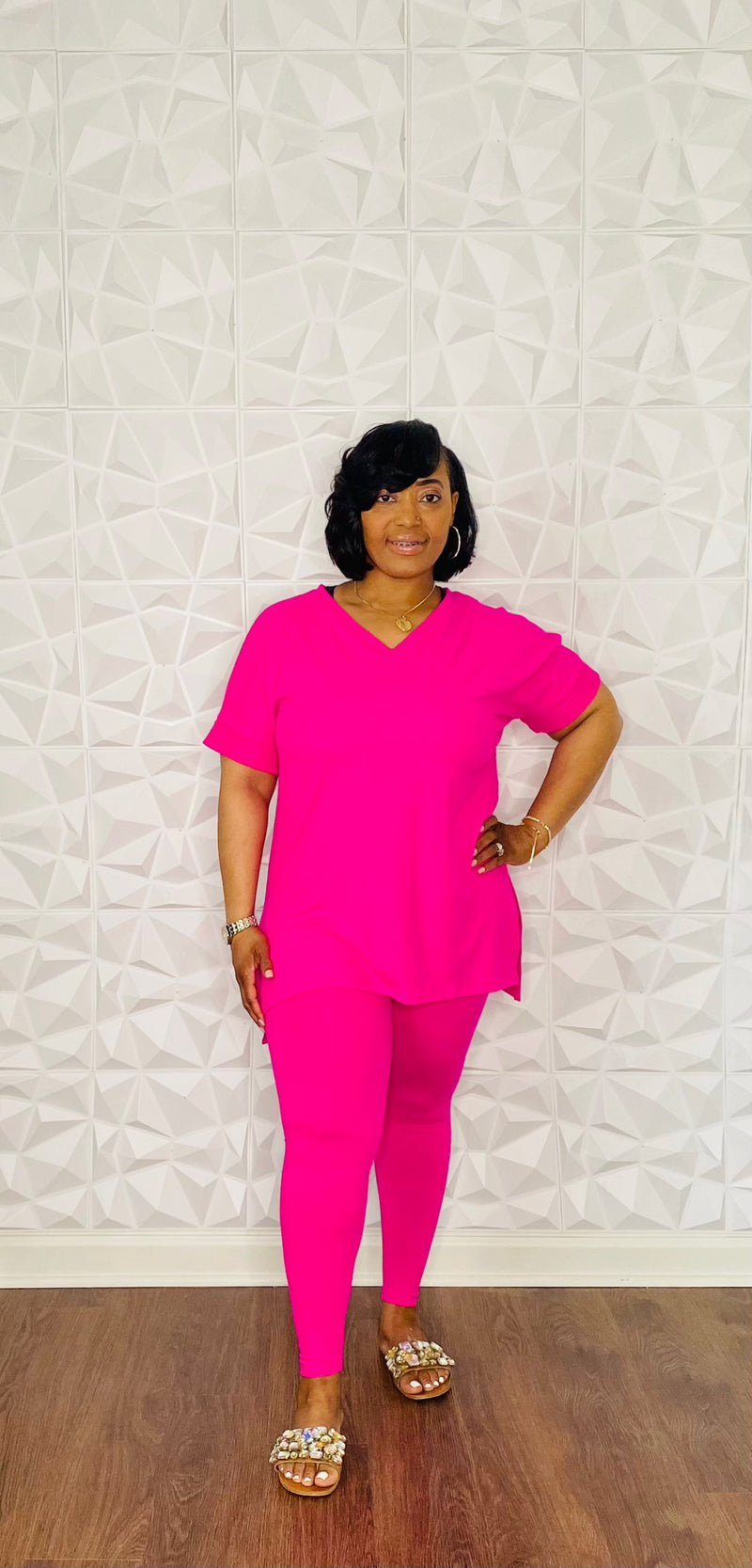 2 pc Legging Set Hot Pink Mark d Fashion