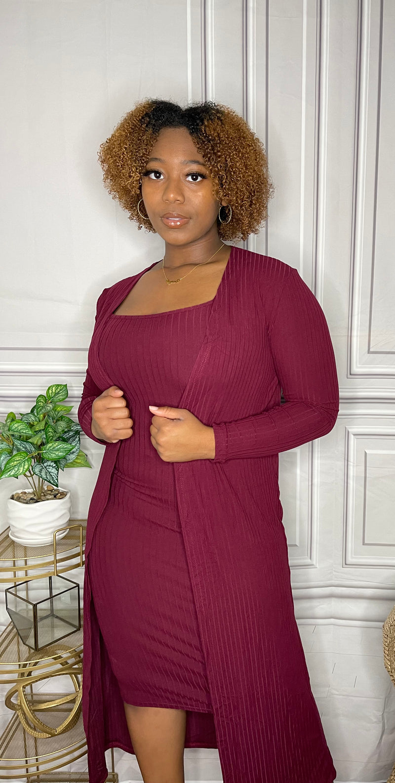 Ribbed cardigan dress hotsell