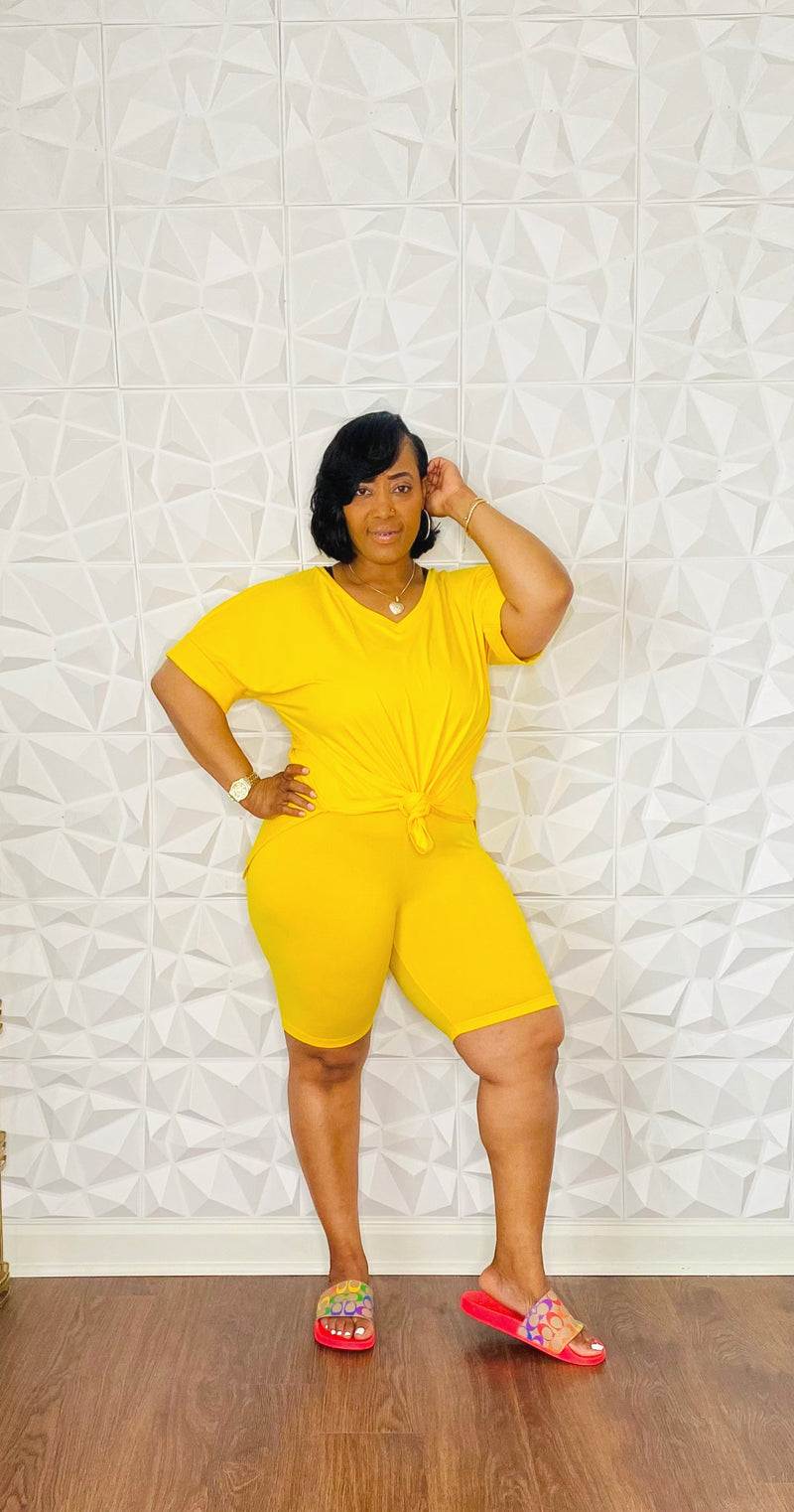Yellow biker 2025 short set