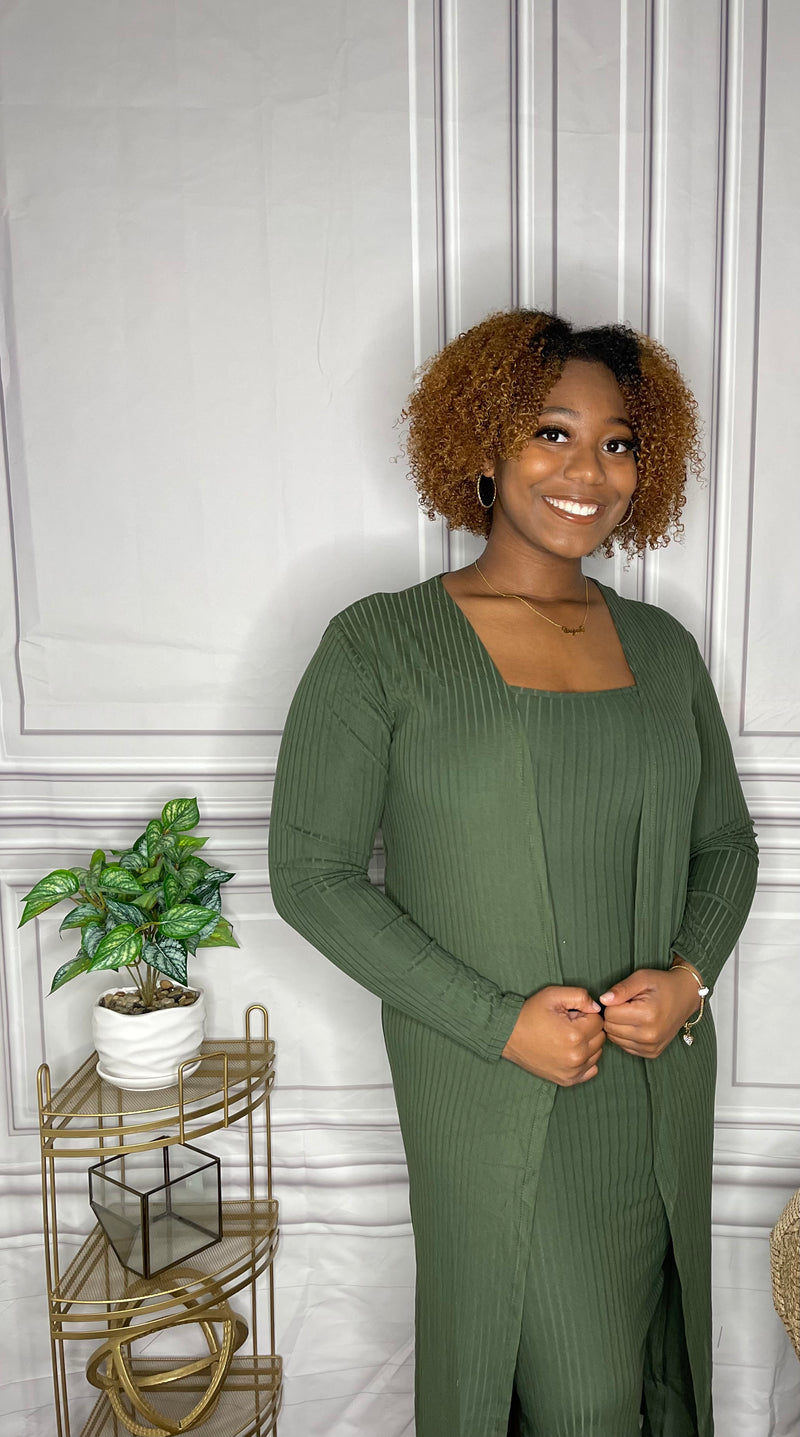 Green dress cardigan sales