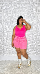Acid Wash Short Set-Pink