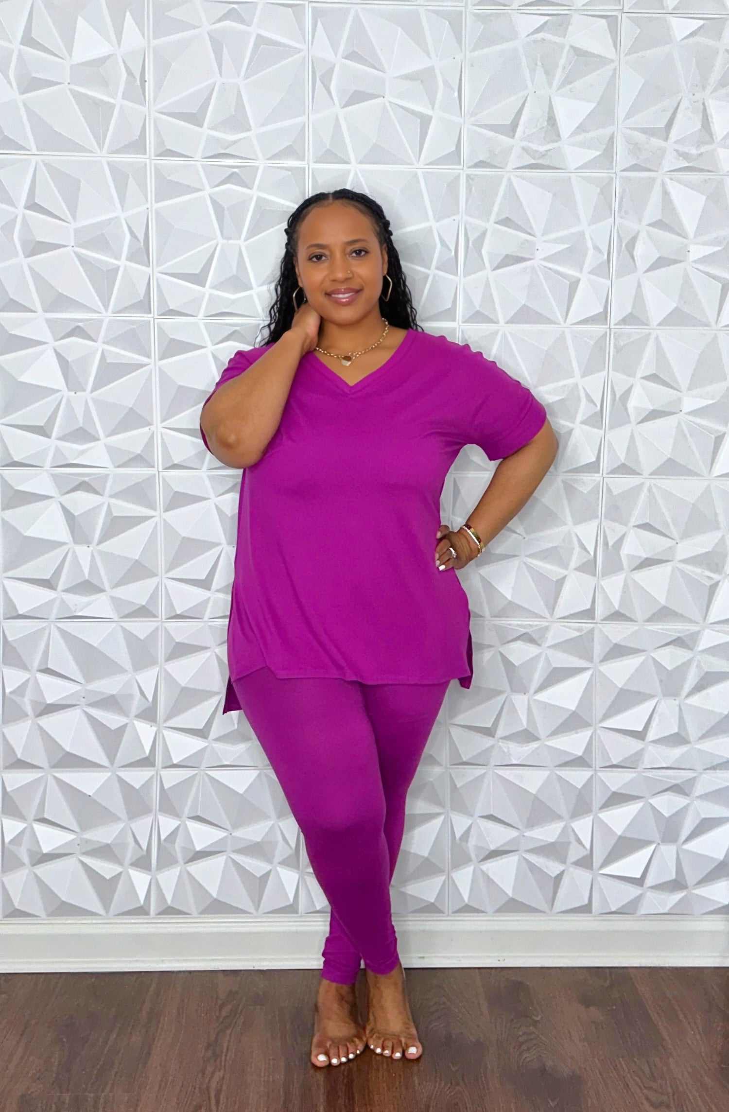 2 pc Set w/ Side Split-Light Plum