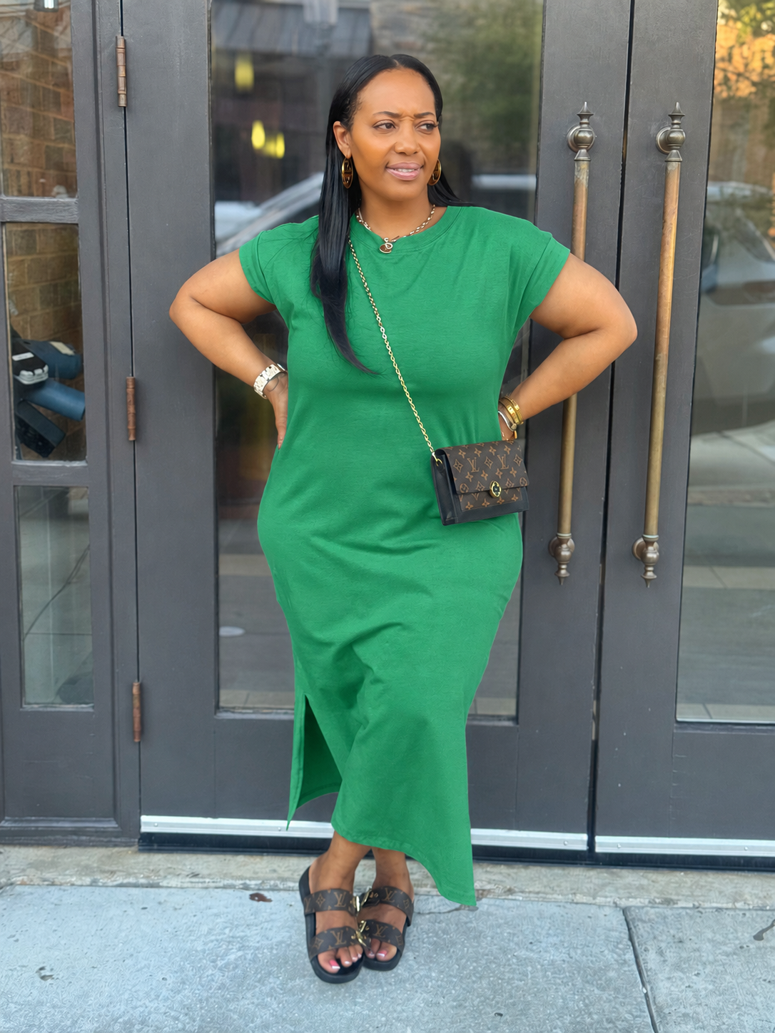 Everyday Chill Midi Dress (Kelly Green)