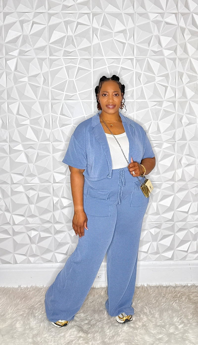 Ribbed Pocket Pants Set