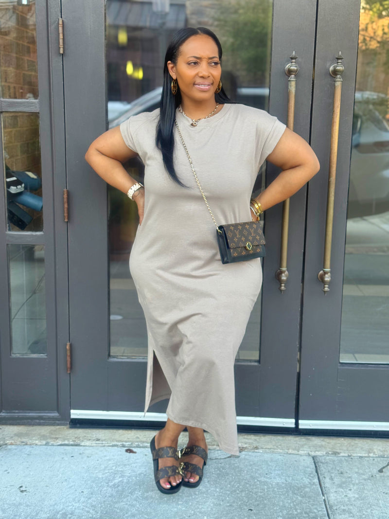 Everyday Chill Midi Dress-Ash Mocha