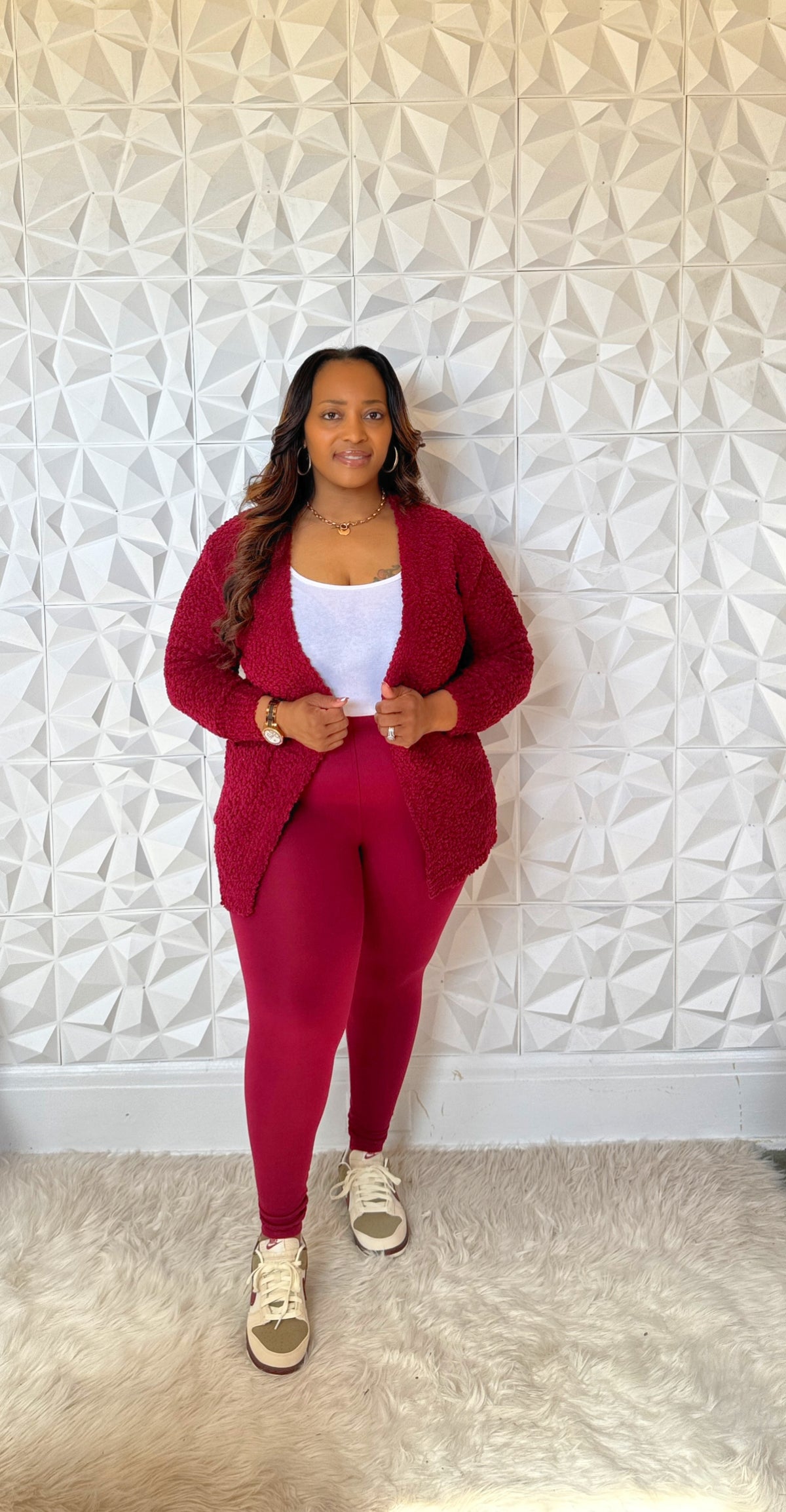 Essential 3 Pc Cardigan Set--Cabernet