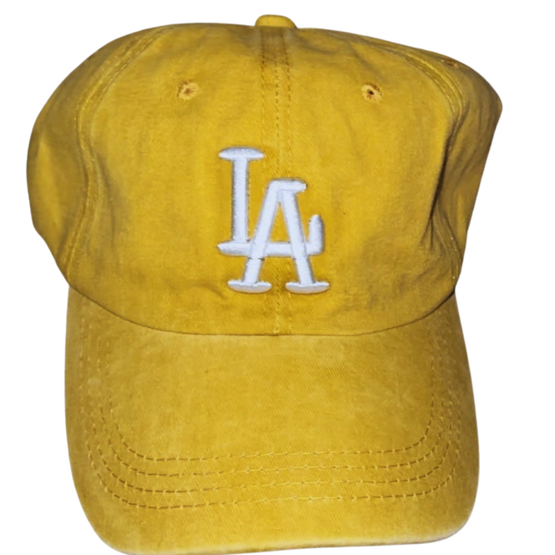 LA Baseball Hat-Mustard Yellow