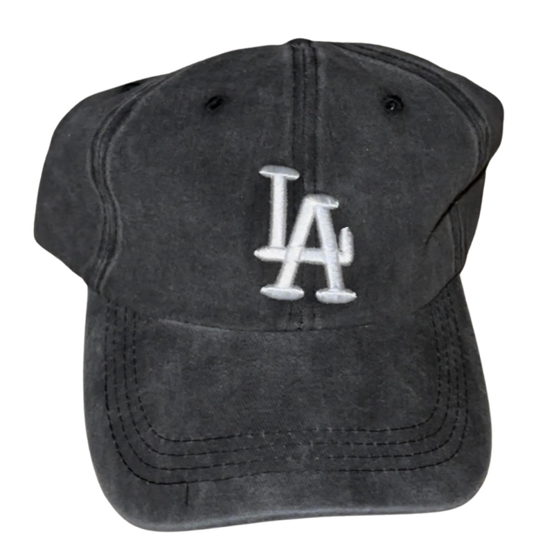 LA Baseball Hat--Charcoal Black