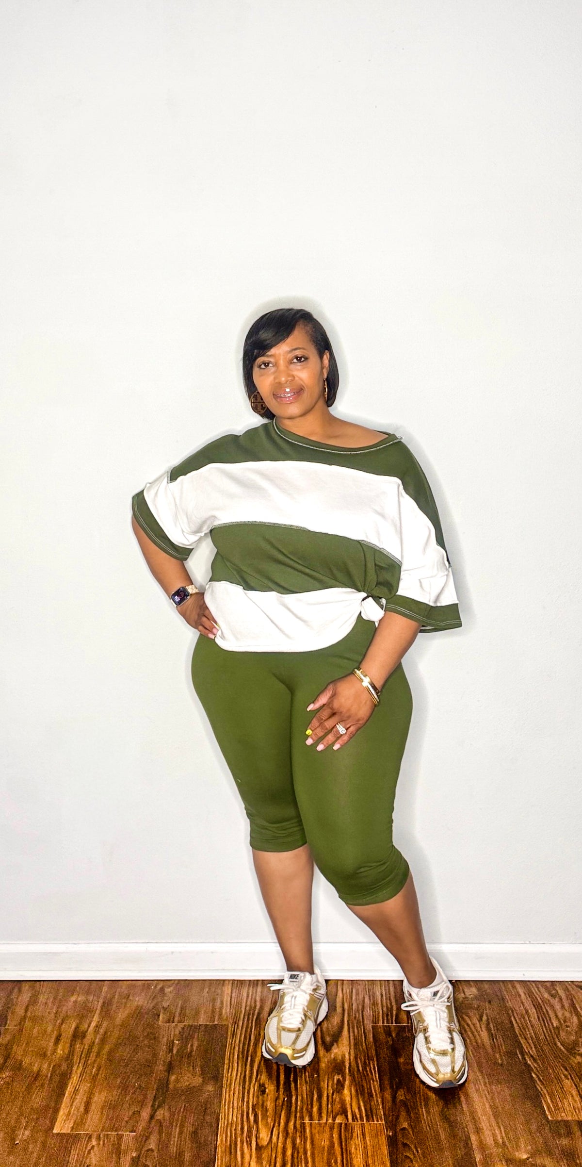 Striped 2 Pc Set (Army Green)